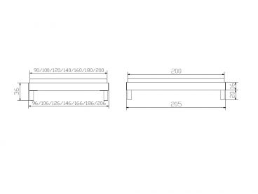 Lit Wood Rapallo 160x200 cm, pieds de 25 cm